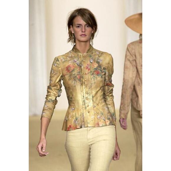 Ralph Lauren Collection Purple Label Leather Floral Jacket Runway 2003 Vintage - Picture 1 of 14